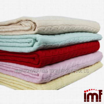 Usine de couverture en laine mérinos de couverture en cachemire tricotée chinoise
